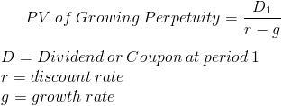 Present Value of a Growing Perpetuity Formula